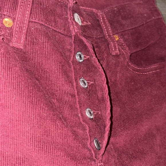 Levi’s Ribcage Flare Corduroy Button Fly Jeans Size 27 Burgundy - Picture 8 of 16
